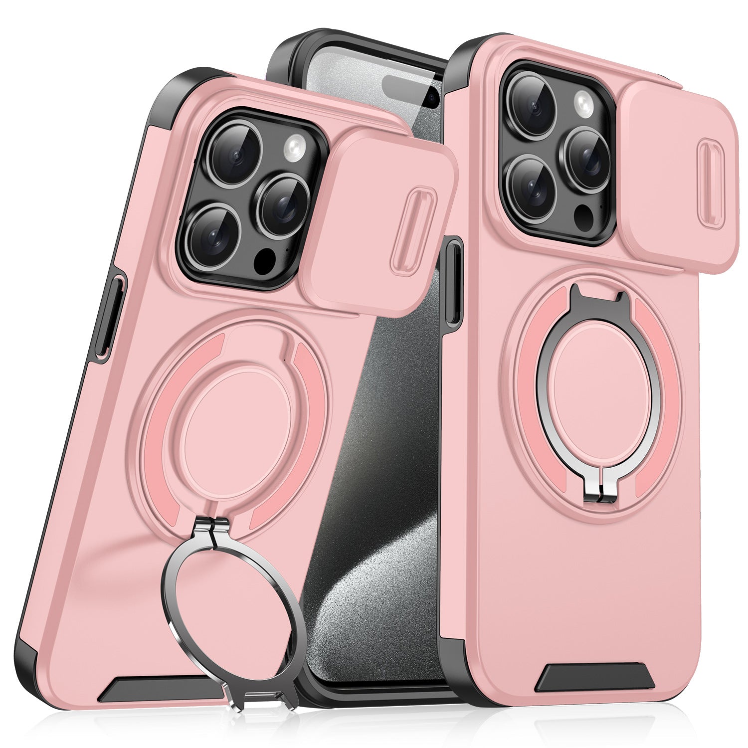 Magnetic Phone Case with Sliding Window Stand – Protective Cover for iPhone