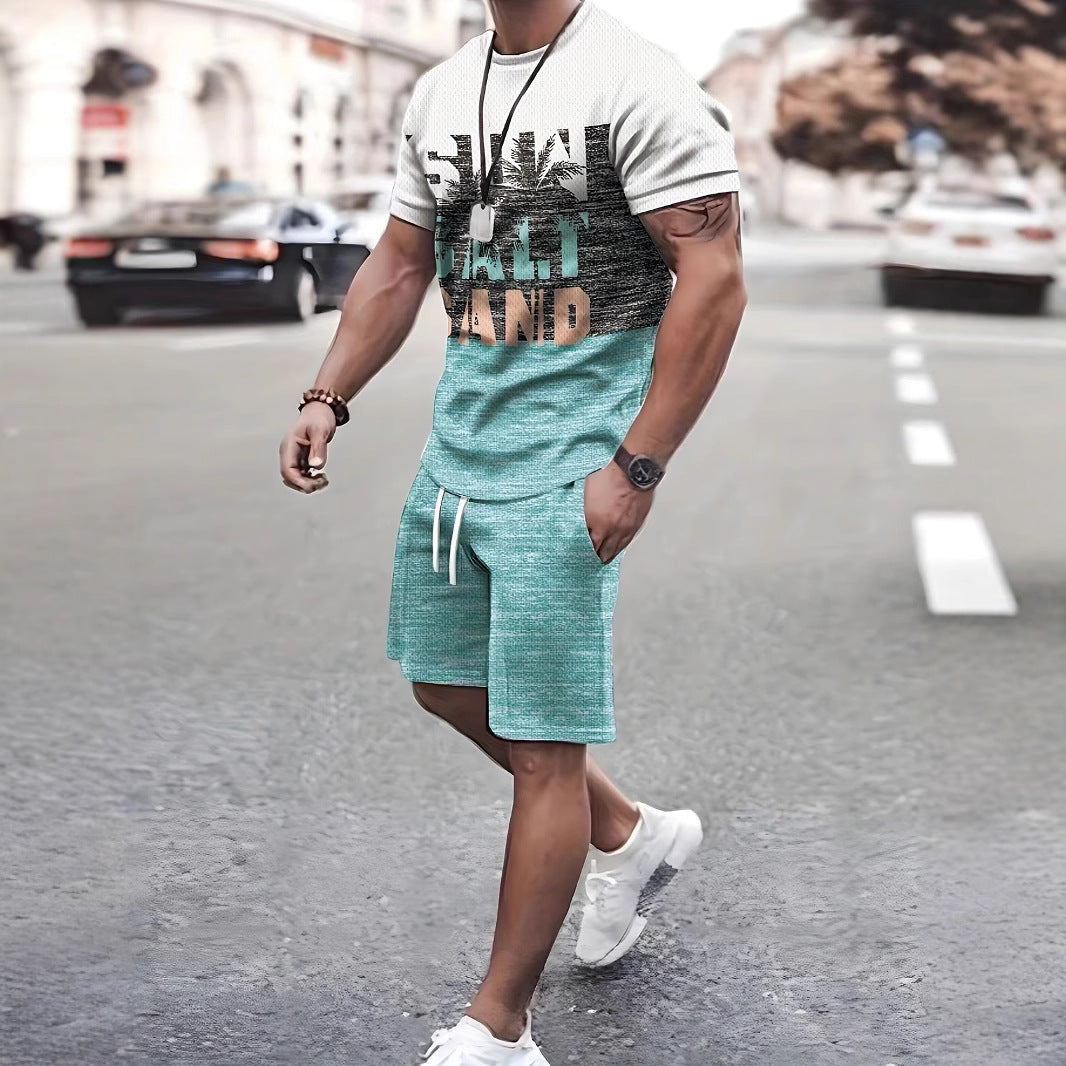 Men’s 3D Printed Summer 2-Piece Set – Short Sleeve T-Shirt & Casual Shorts Outfit