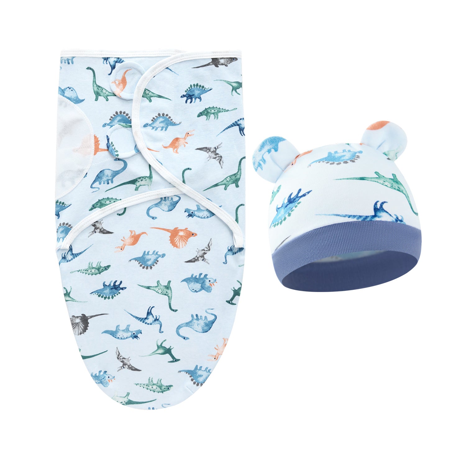 Pure Cotton Baby Swaddle Cocoon – Anti-Startle Newborn Sleep Wrap with Matching Hat