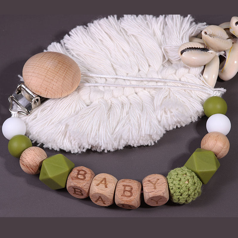 Nordic Pacifier Chain – Silicone & Beech Wood Baby Clip