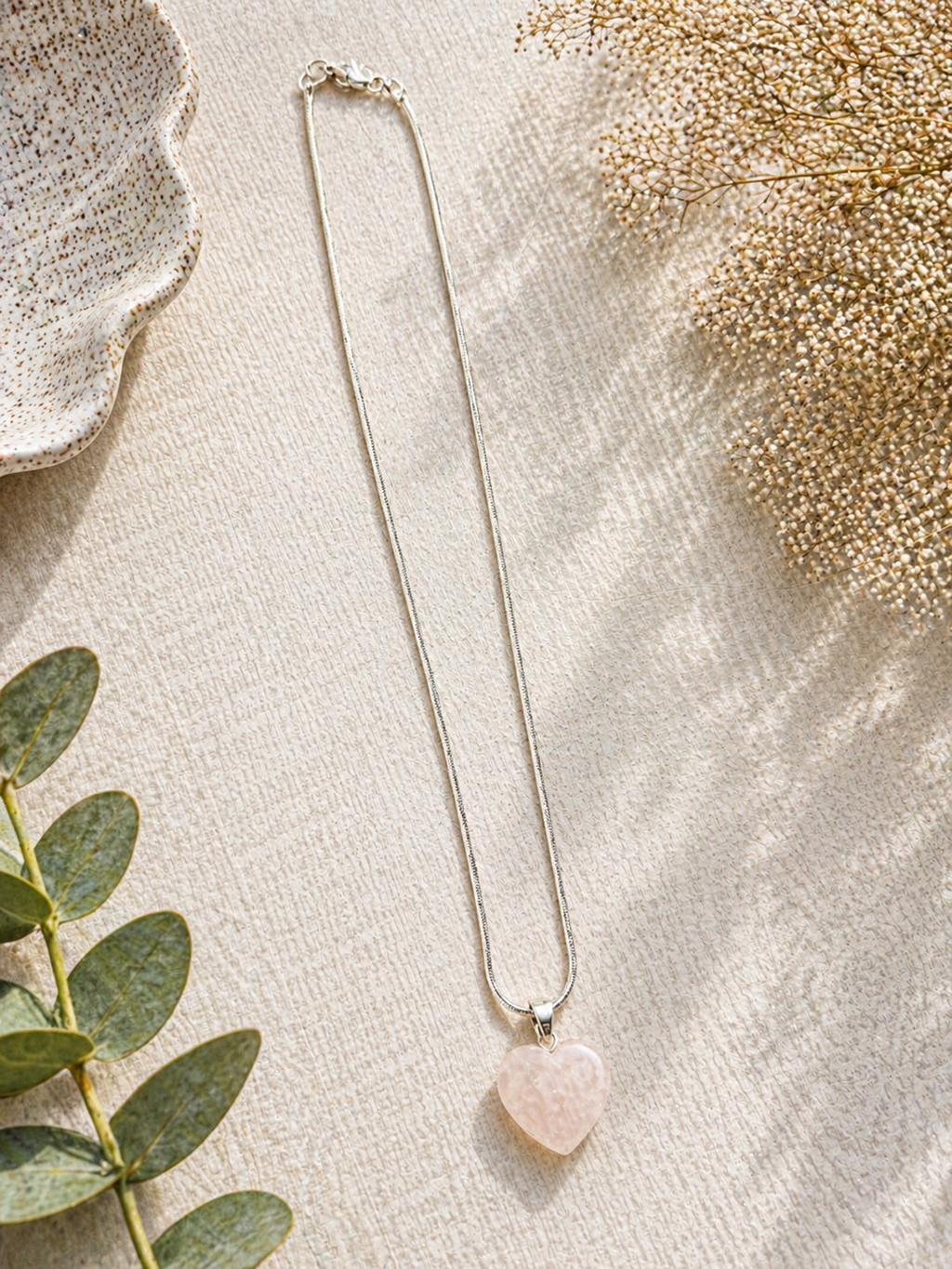 Rose Quartz Heart Necklace – Love & Self-Healing Crystal Pendant