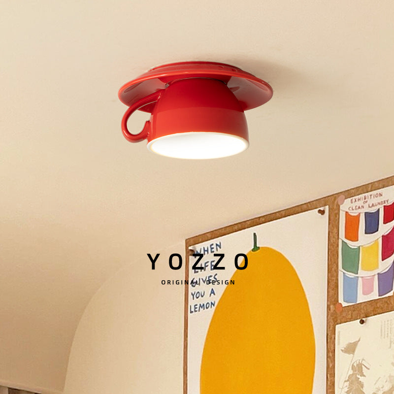 Coffee Cup Ceiling Lamp – Vintage Memphis Style LED Ceiling Light