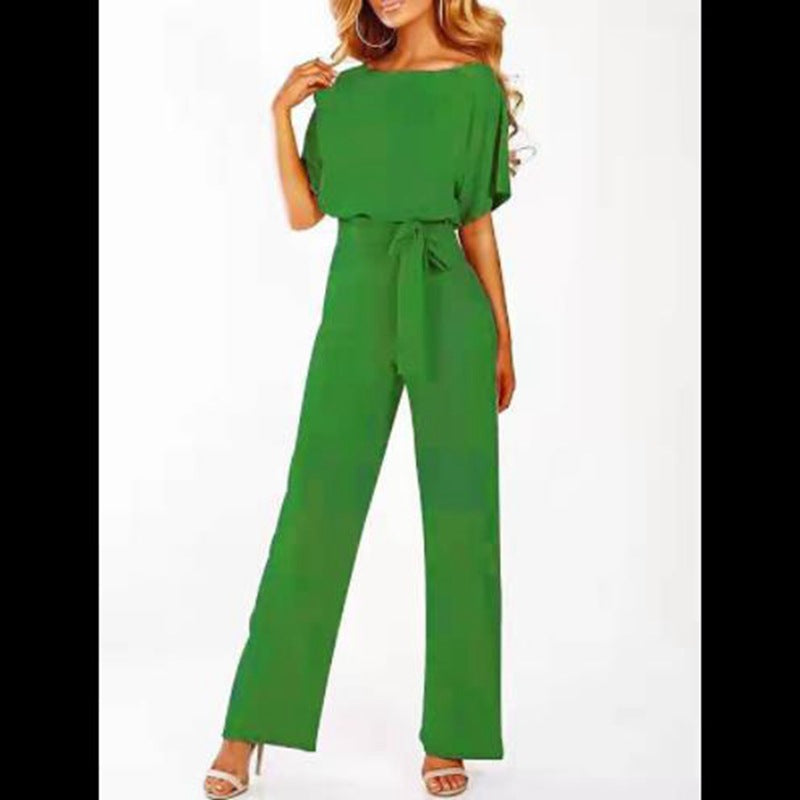 Slim-Fit High Waist Lace-Up Jumpsuit