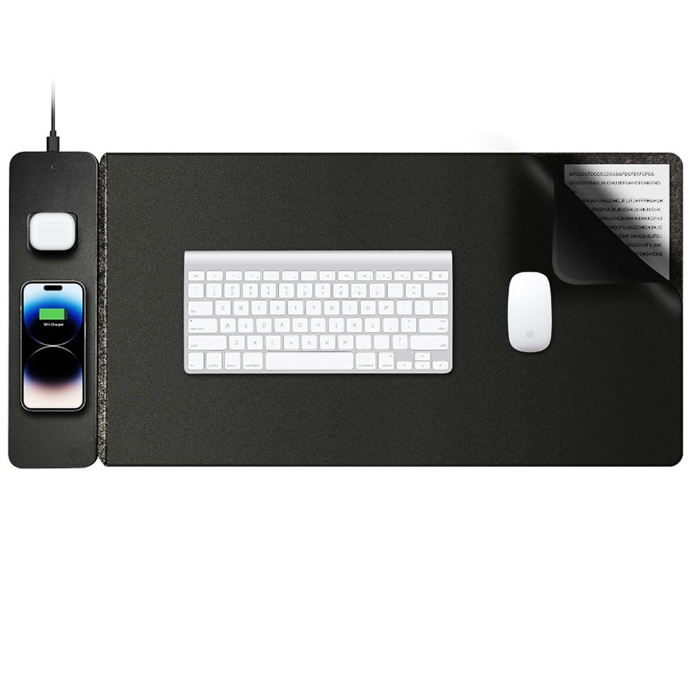 15W Wireless Charging Mouse Pad – PU Leather Desk Mat with Fast Charging & Magnetic Detachable Design