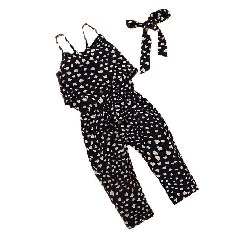 Kids Sleeveless Cotton Blend Jumpsuit – Lightweight Summer Long Romper (Ages 3–8)