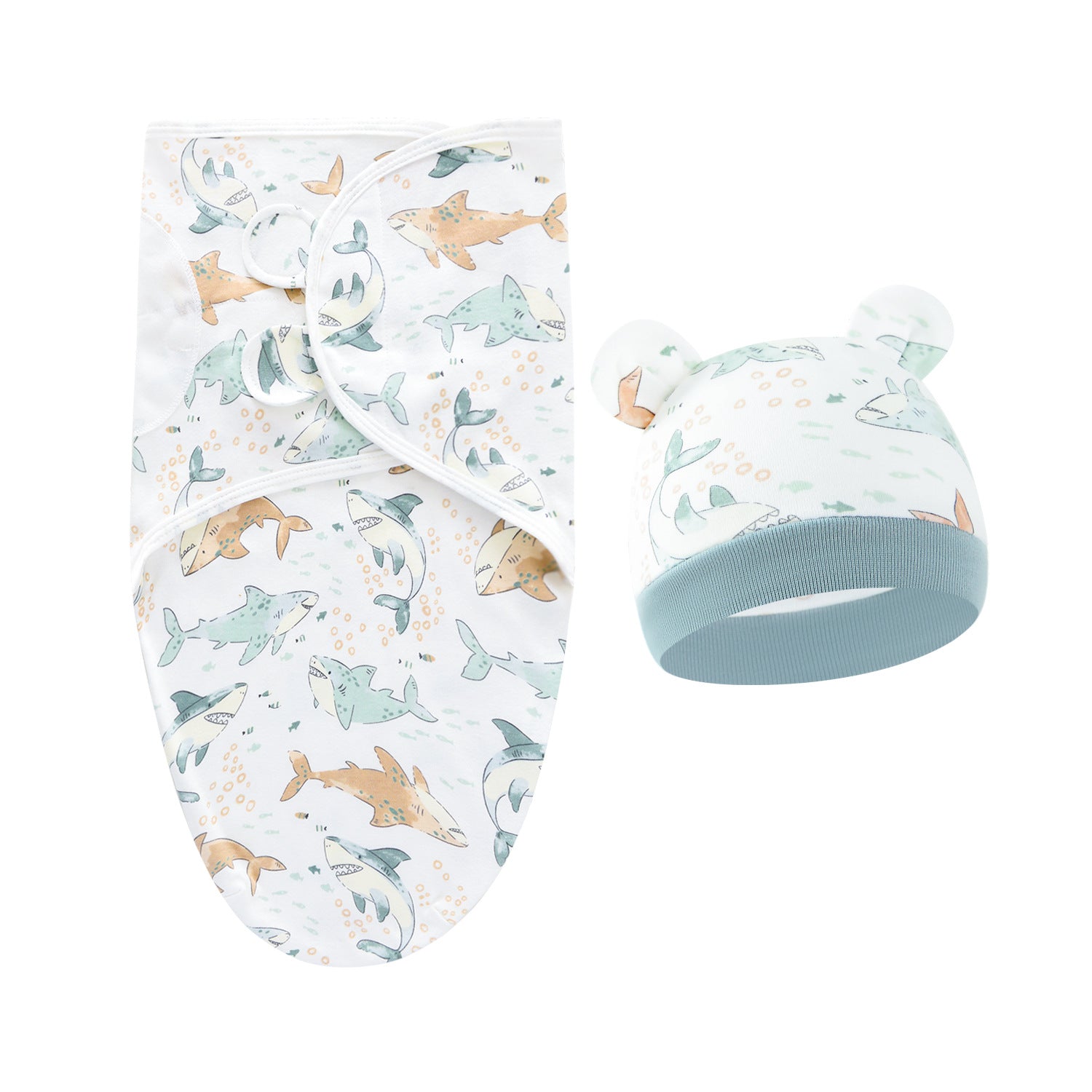 Pure Cotton Baby Swaddle Cocoon – Anti-Startle Newborn Sleep Wrap with Matching Hat