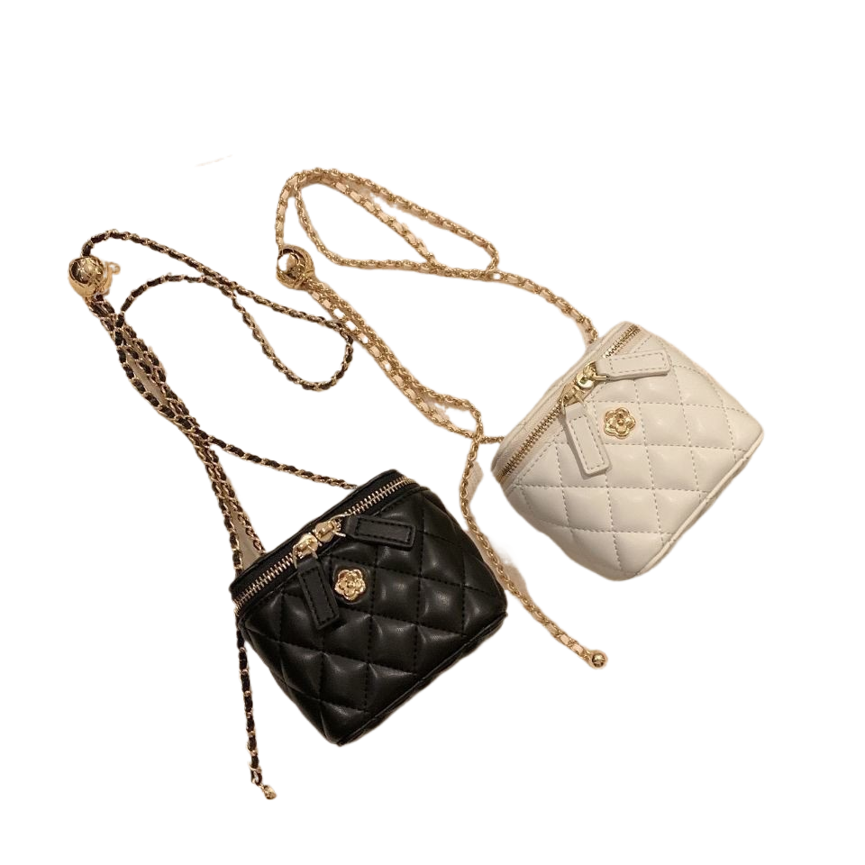 Quilted Chain Crossbody Bag – Elegant PU Leather Box Shoulder Purse