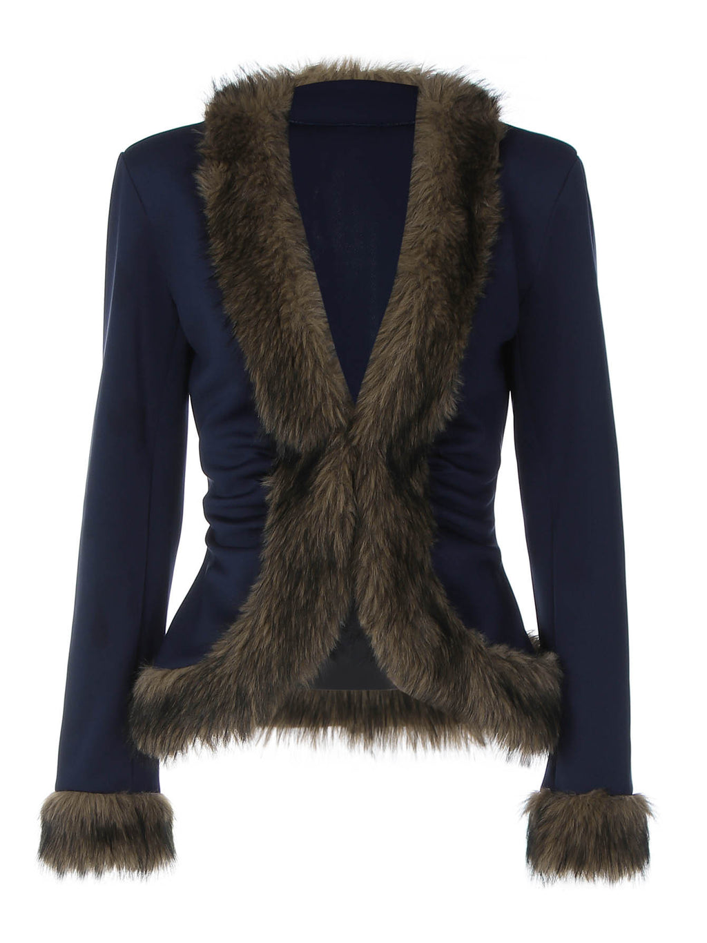 Slim Fit V-Neck Jacket – Plush Detail Streetwear Cardigan