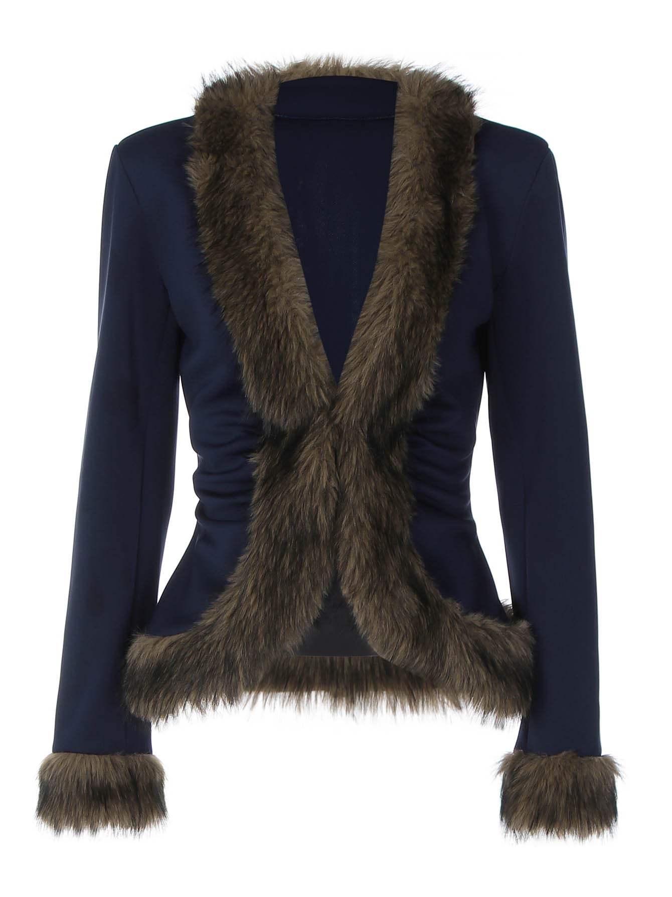 Slim Fit V-Neck Jacket – Plush Detail Streetwear Cardigan