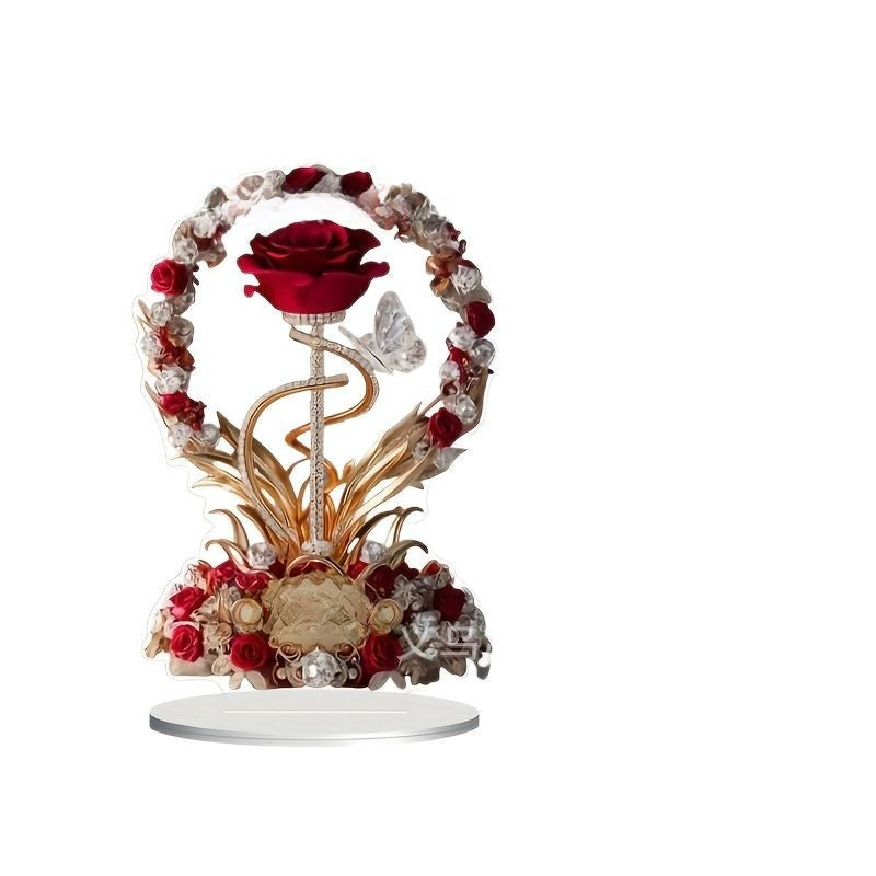Acrylic Rose Decoration – Elegant Floral Desktop Ornament