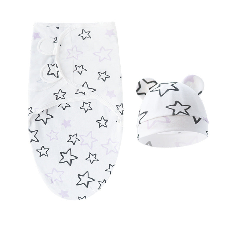 Pure Cotton Baby Swaddle Cocoon – Anti-Startle Newborn Sleep Wrap with Matching Hat