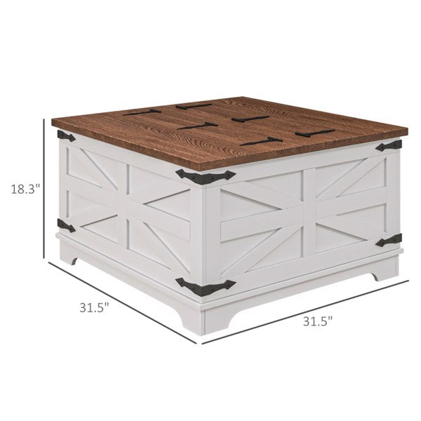 Farmhouse Storage Coffee Table – White
