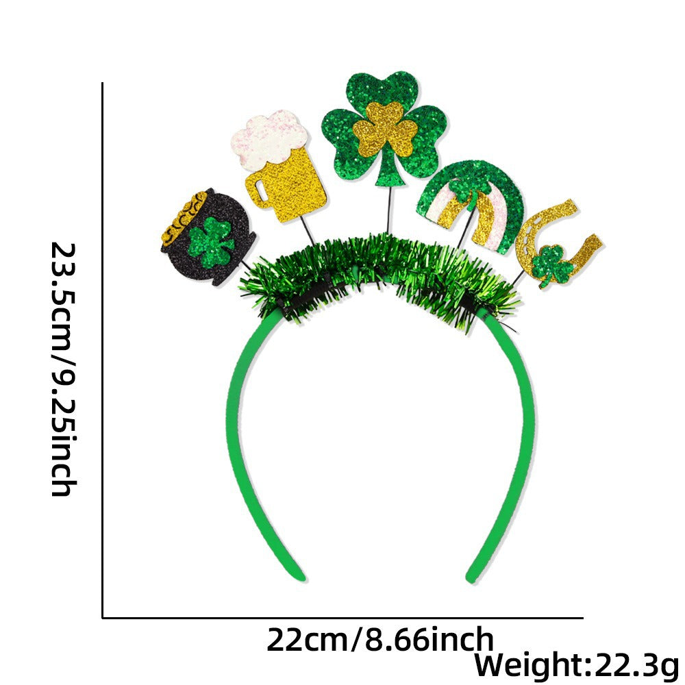 St. Patrick's Day Hairband - Festive Clover & Rainbow Party Headband