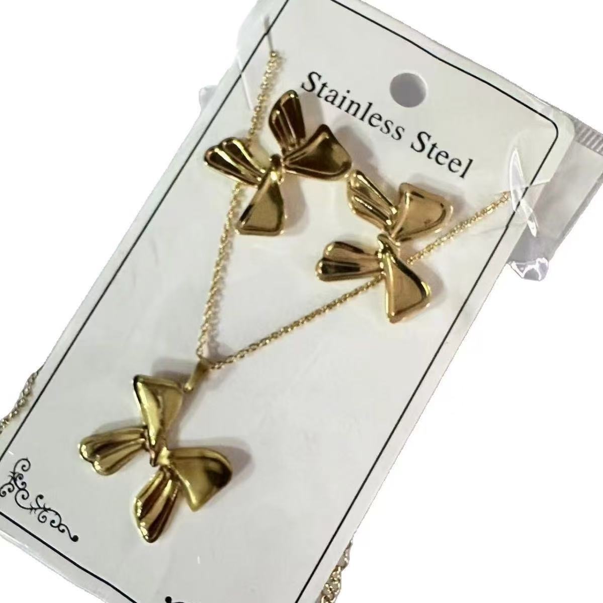 Stainless Steel Geometric Jewelry Set – Sea Life Pendant Necklace & Earrings