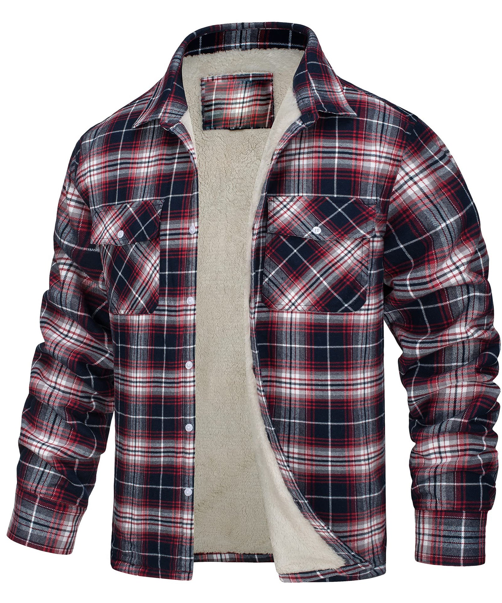 Fleece-Lined Plaid Jacket – Windproof, Moisture-Wicking Outerwear