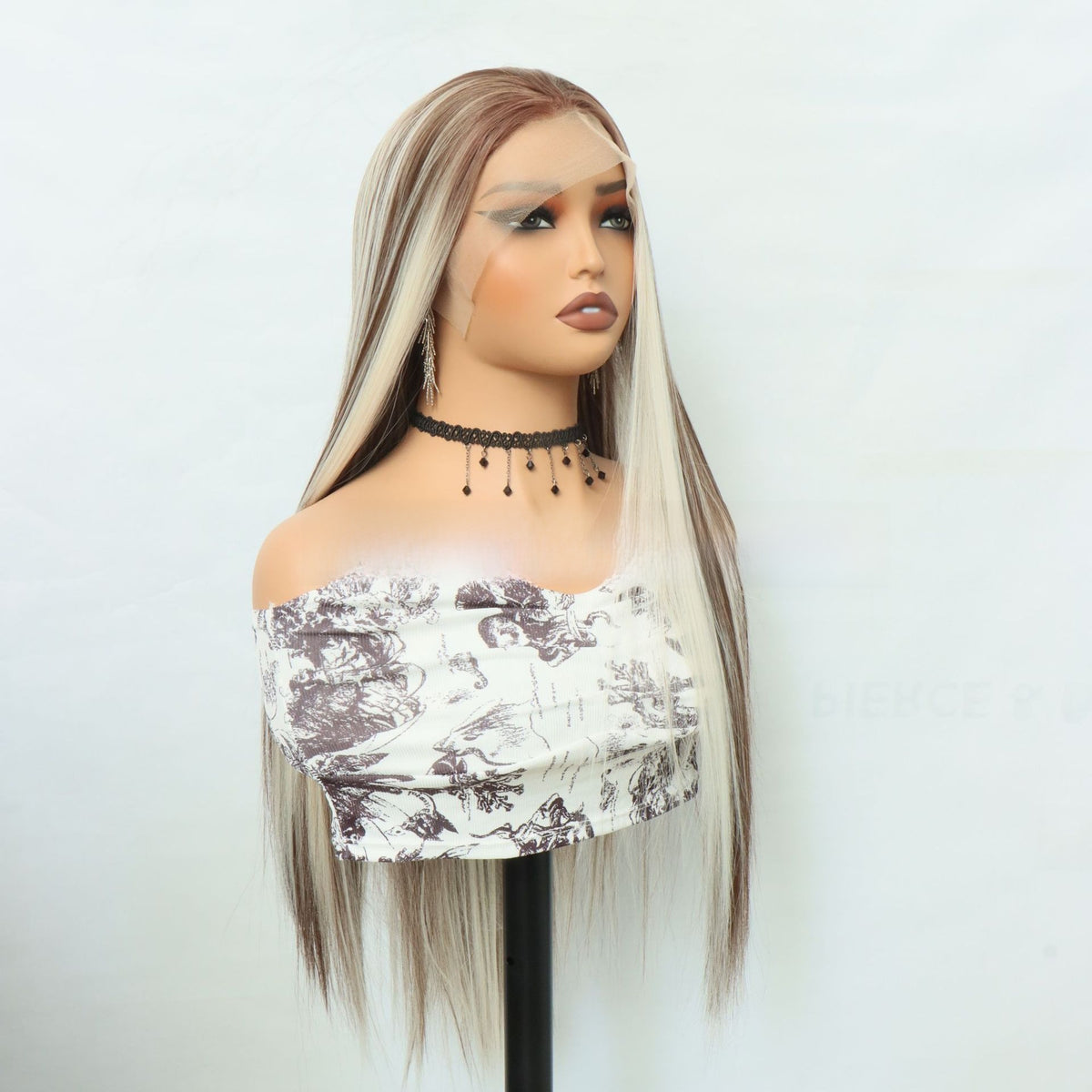 Women’s Long Straight Lace Front Wig – Natural Middle Part Synthetic Hair