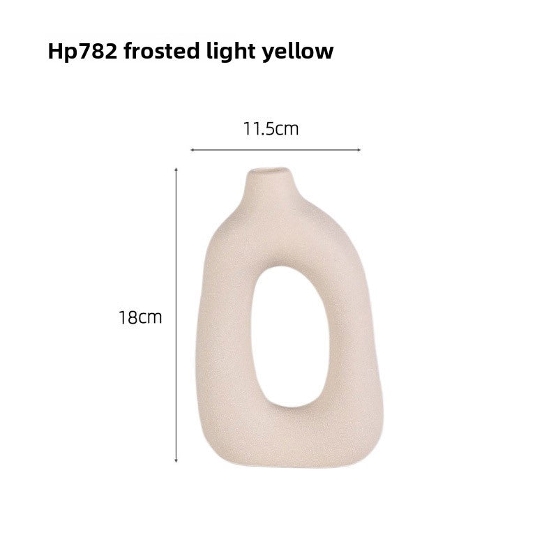 Nordic Wabi-Sabi Ceramic Vase – Matte Frosted Minimalist Decorative Ornament