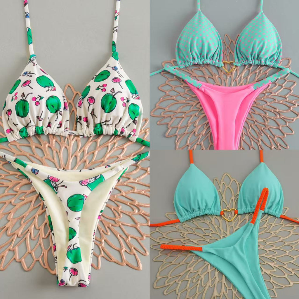 Women’s Heart Bikini Set – Lace-Up Low Waist Two-Piece Swimwear