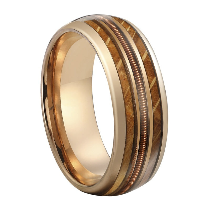 Men's Tungsten Steel Ring with Stone Inlay – Polished Durable Wedding or Fashion Band