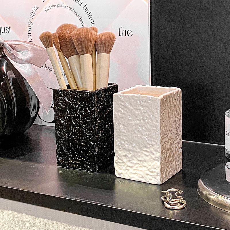 Ceramic Makeup Brush Holder – Modern Vanity Storage Cup