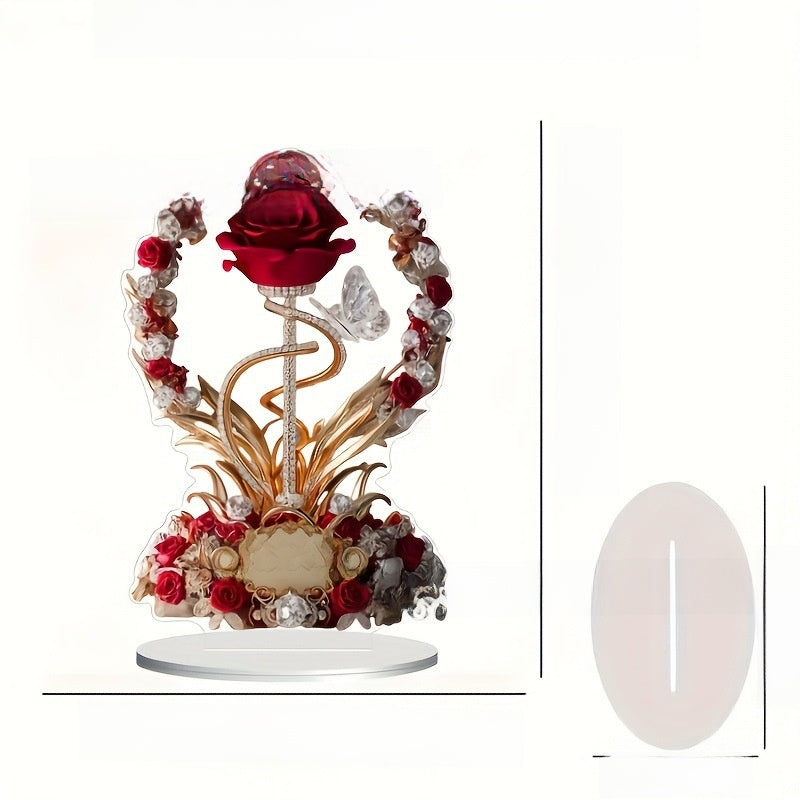 Acrylic Rose Decoration – Elegant Floral Desktop Ornament