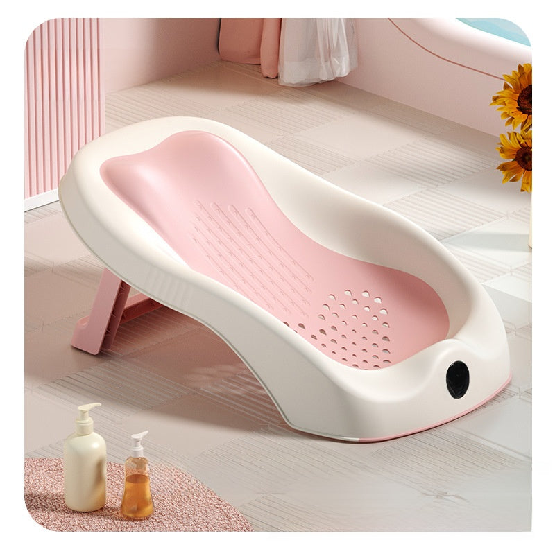 Foldable Baby Bath Rack with Temperature Sensor – Anti-Slip Infant Bath Support Seat