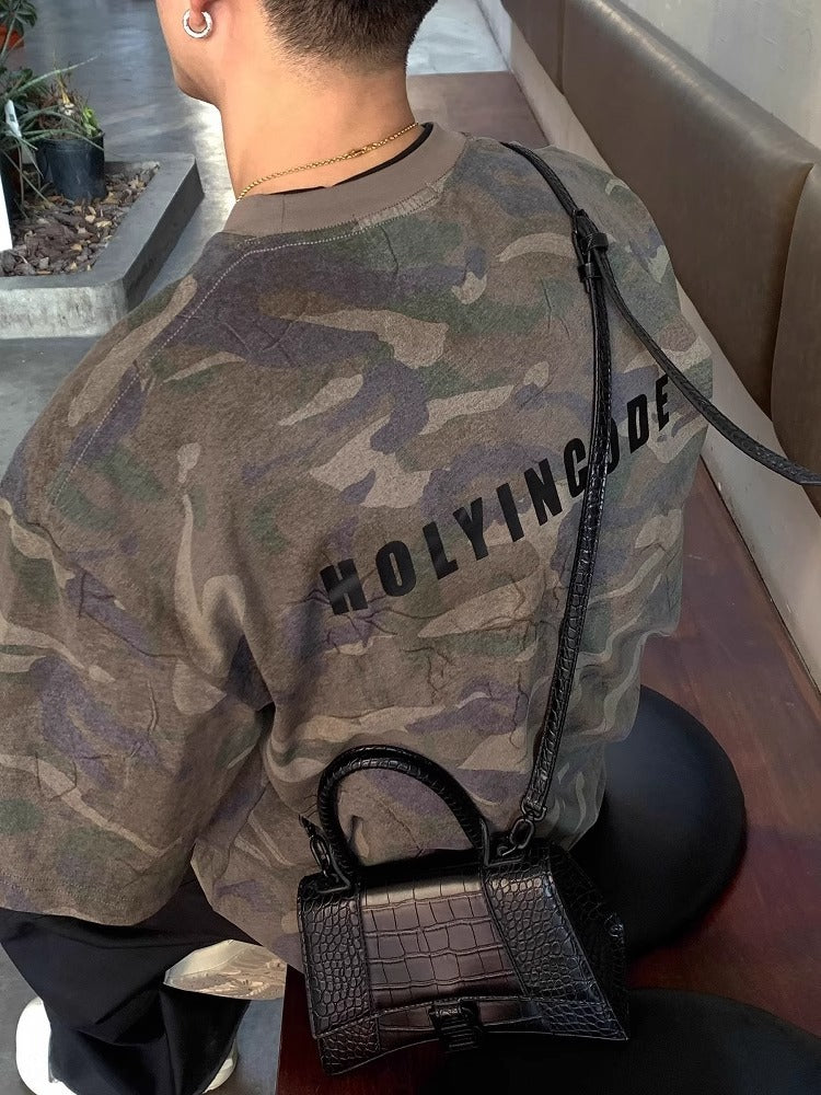 American Retro Camouflage T-Shirt – Vintage Washed Loose-Fit Summer Streetwear