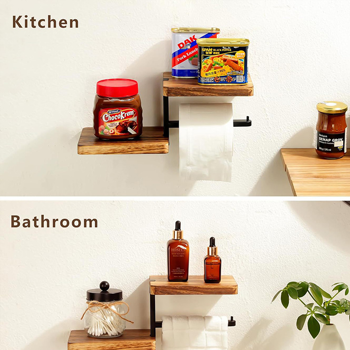 Foldable Wooden Wall Shelf – 3-Tier Storage Rack for Bathroom & Home