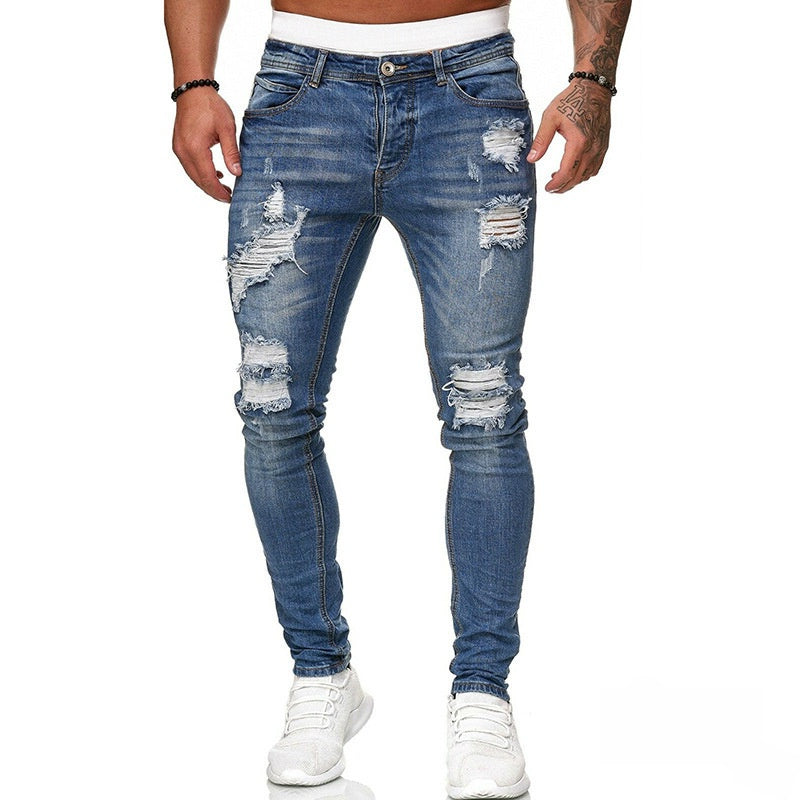 Distressed Slim Fit Jeans – Trendy Ripped Pencil Pants