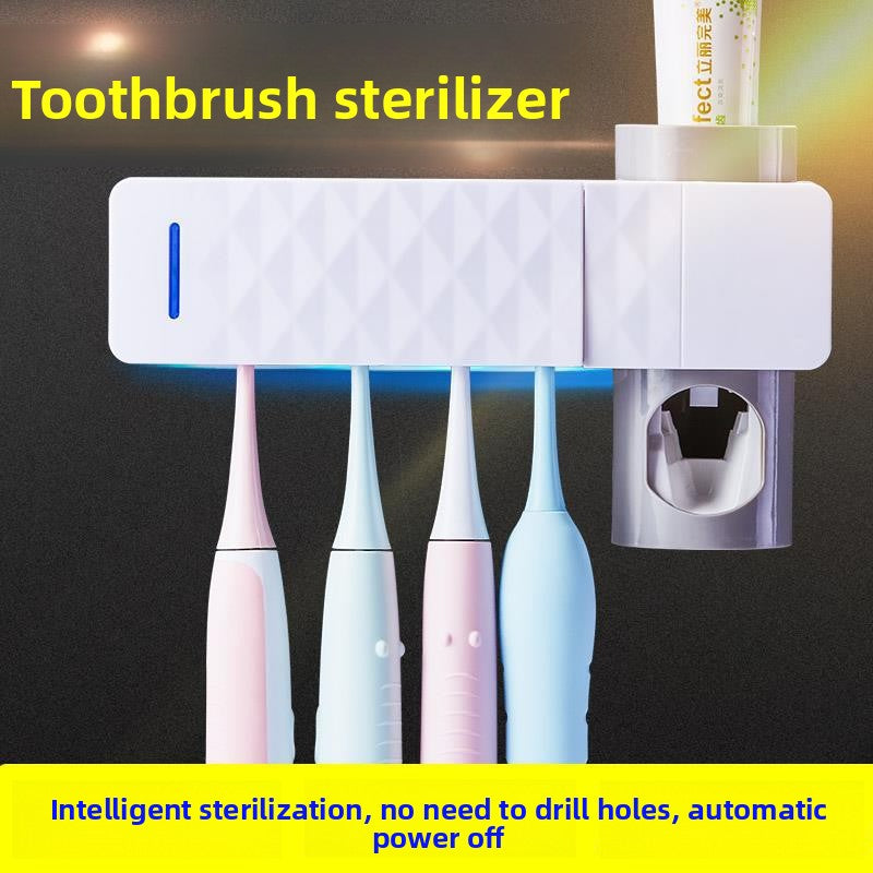 UV Toothbrush Sterilizer Holder – Automatic Toothpaste Dispenser & Wall-Mounted Storage
