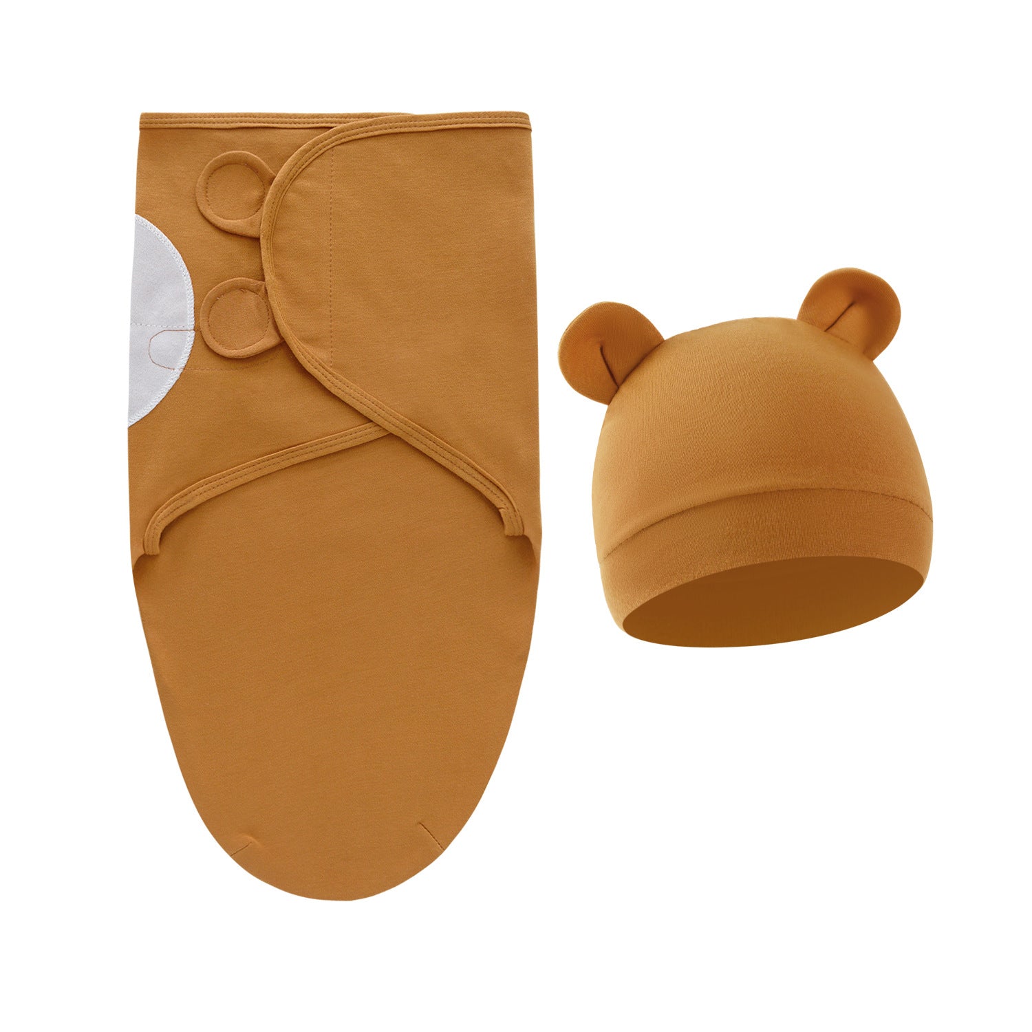 Pure Cotton Baby Swaddle Cocoon – Anti-Startle Newborn Sleep Wrap with Matching Hat