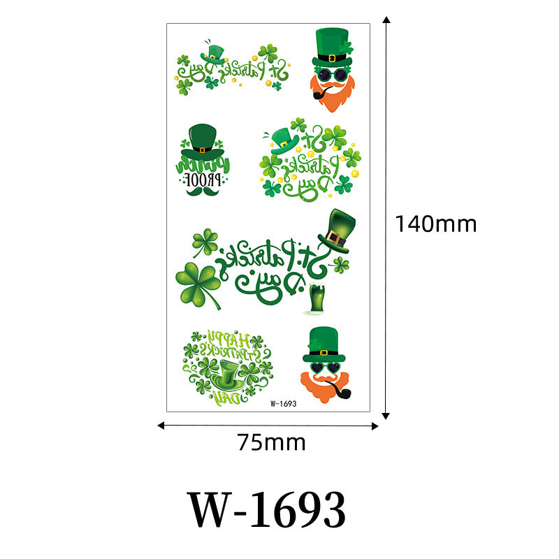 St. Patrick’s Day Clover Temporary Tattoo Stickers – Waterproof Holiday Body Art