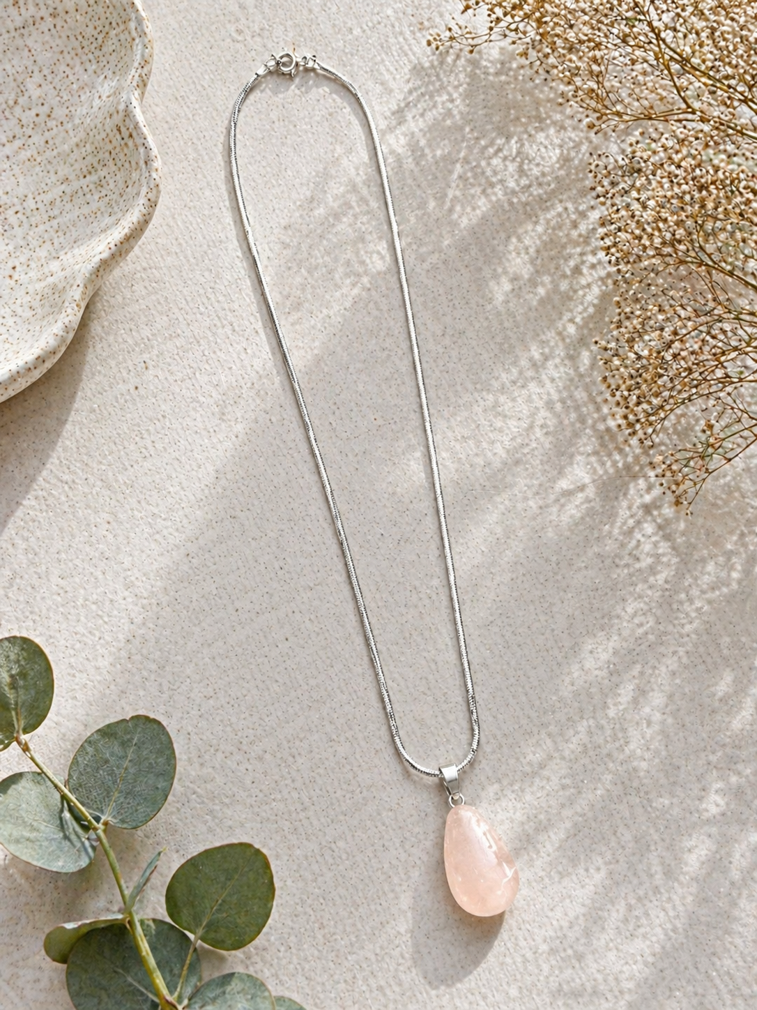 Rose Quartz Drop Necklace – Love & Emotional Healing Crystal Pendant