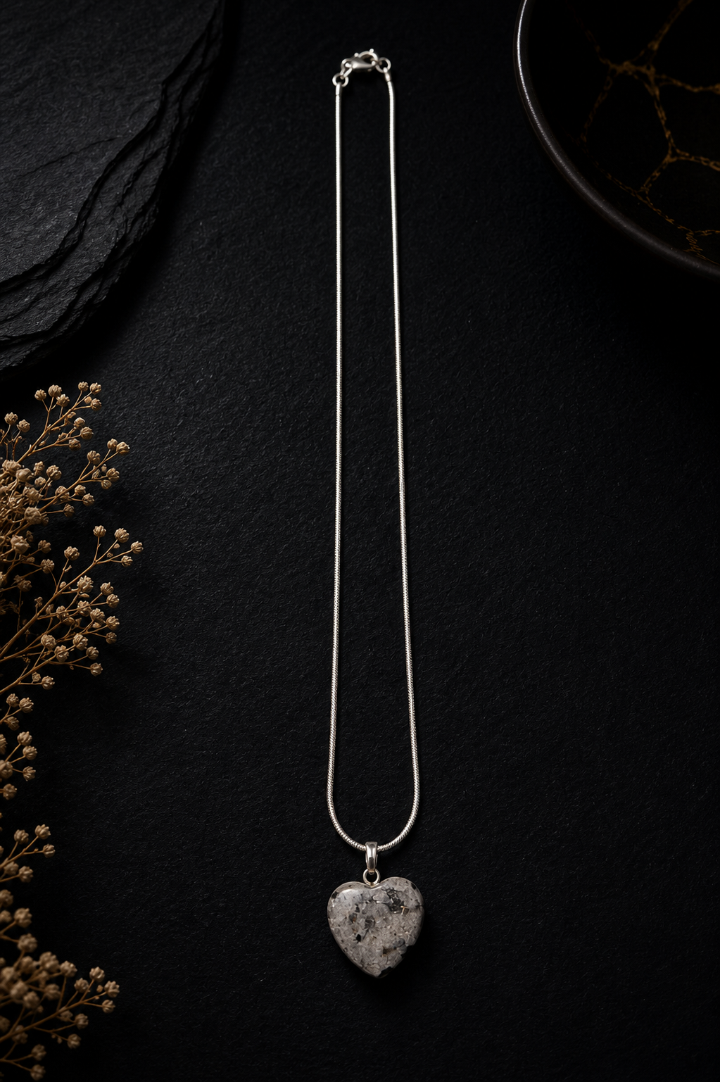 Snowflake Jasper Heart Necklace – Balance & Calm Crystal Pendant