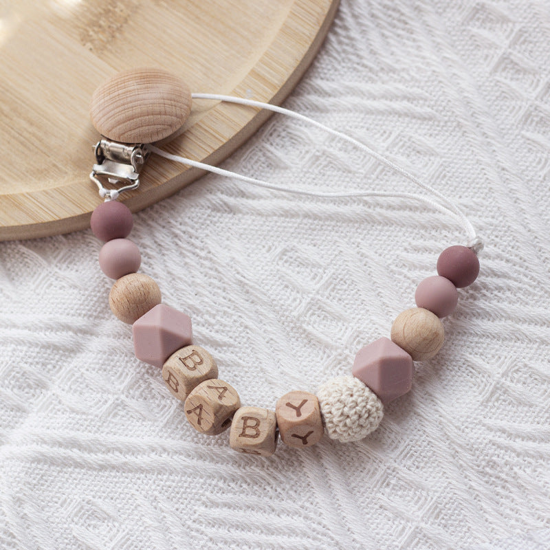 Nordic Pacifier Chain – Silicone & Beech Wood Baby Clip