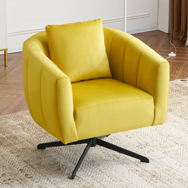 Pumpkin-Shaped Swivel Armchair – Modern Velvet Rotating Accent Chair
