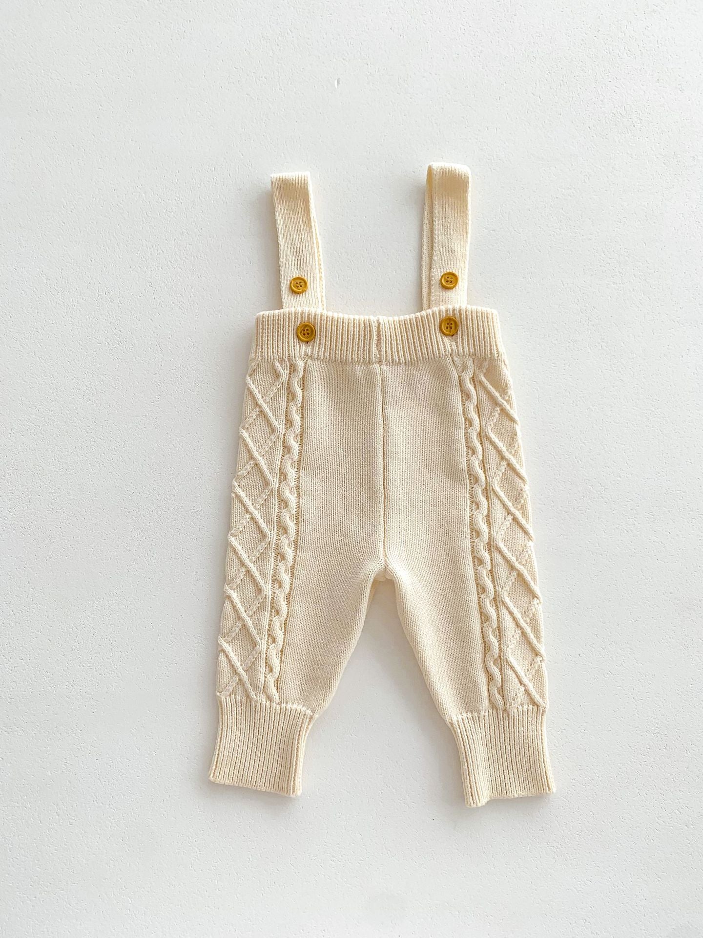 100% Cotton Baby Two-Piece Set – Korean Style Knit Sweater & Strap Pants Outfit