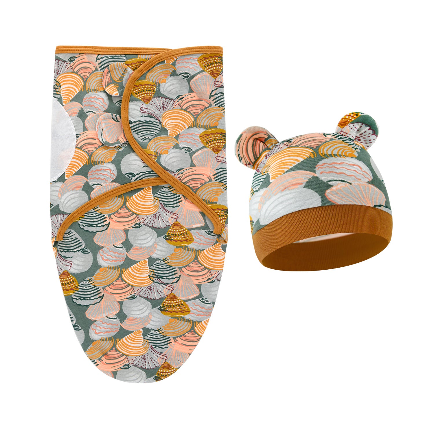 Pure Cotton Baby Swaddle Cocoon – Anti-Startle Newborn Sleep Wrap with Matching Hat