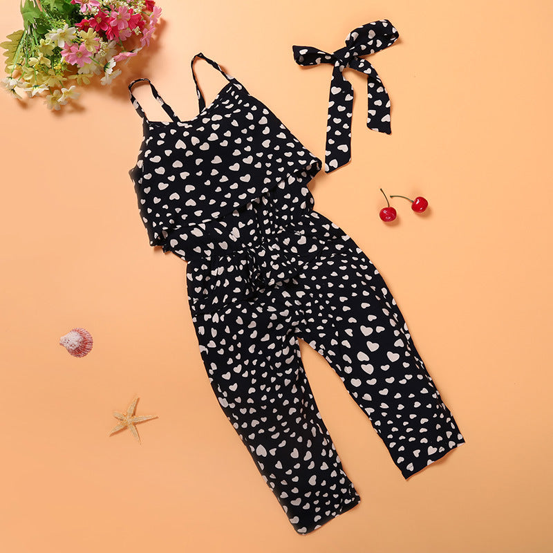 Kids Sleeveless Cotton Blend Jumpsuit – Lightweight Summer Long Romper (Ages 3–8)