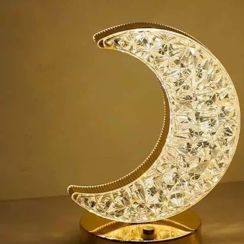Crystal Star & Moon Night Light – Rechargeable Touch Lamp with Dimmable LED