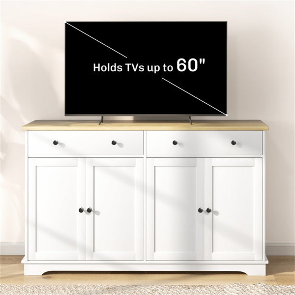 Modern Oak & White Kitchen Sideboard – Storage Cabinet with Drawers & Adjustable Shelves
