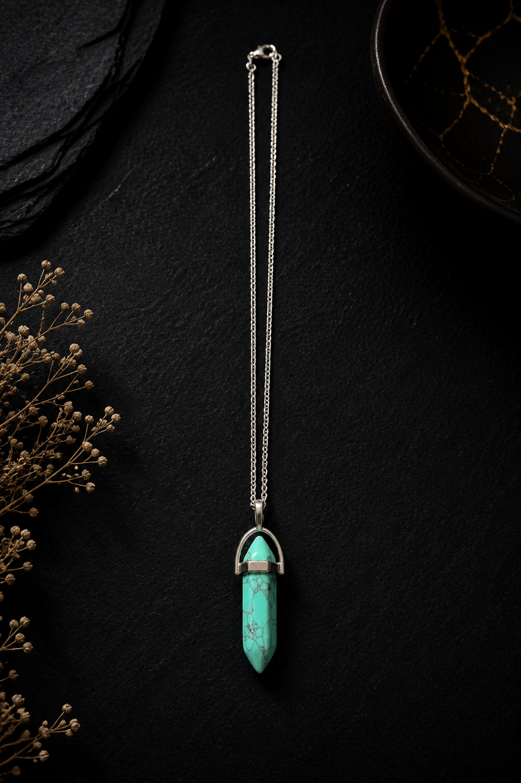 Turquoise Crystal Necklace – Protection & Positive Energy Pendant