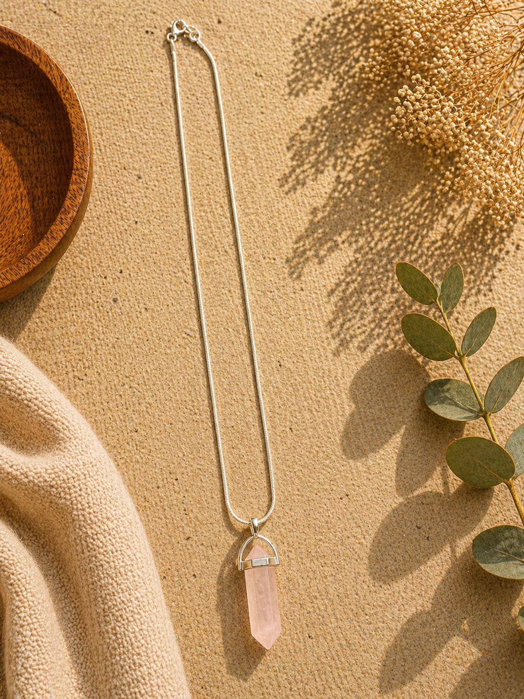 Rose Quartz Crystal Necklace – Natural Healing Stone Pendant