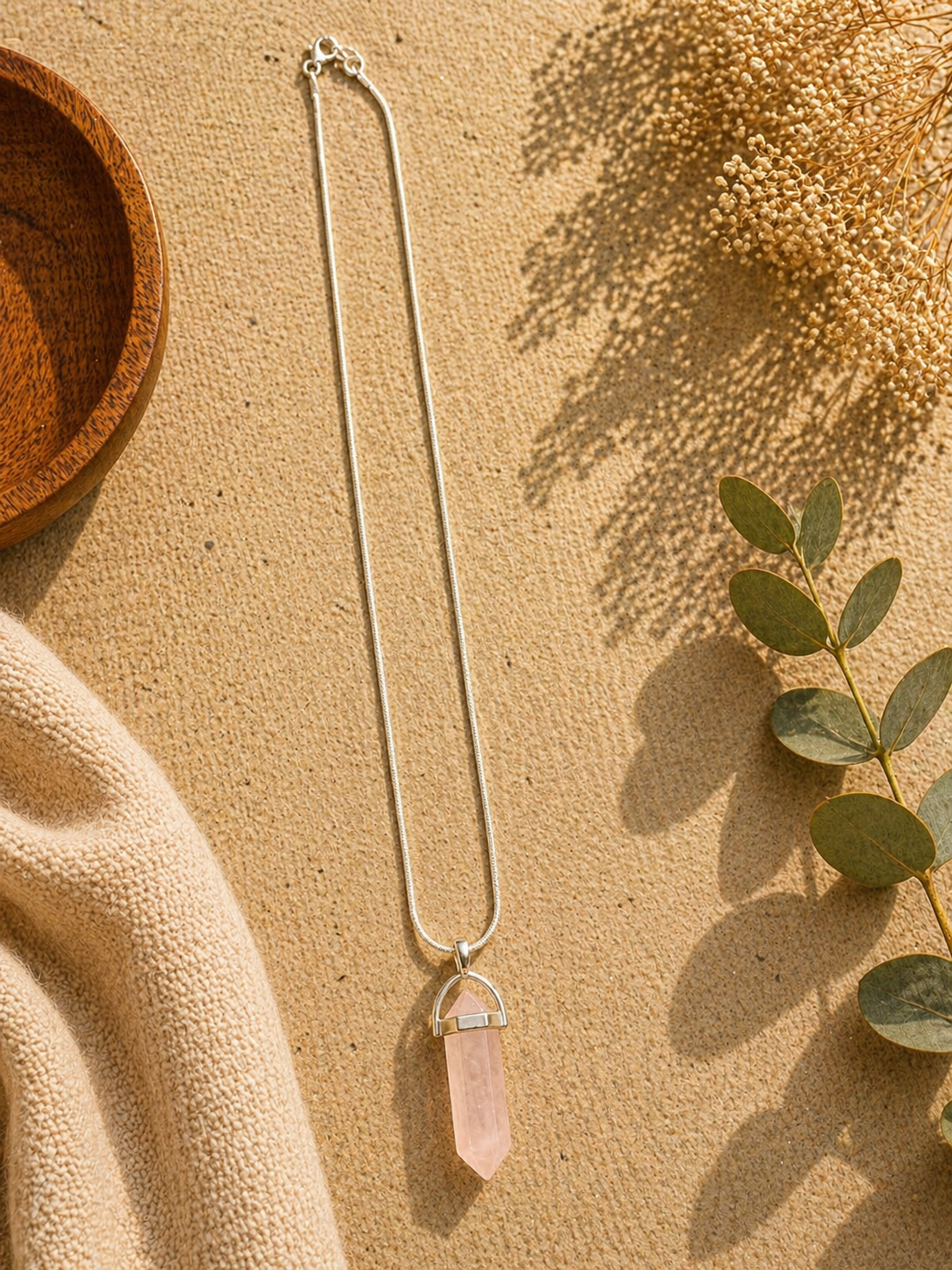 Rose Quartz Crystal Necklace – Natural Healing Stone Pendant