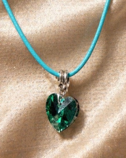 Crystal Heart Cord Necklace – Minimalist Love Pendant
