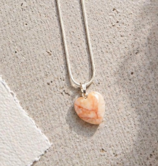 Peach Aventurine Heart Necklace – Confidence & Positivity Crystal Pendant