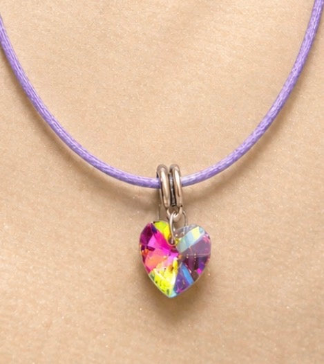 Crystal Heart Cord Necklace – Minimalist Love Pendant