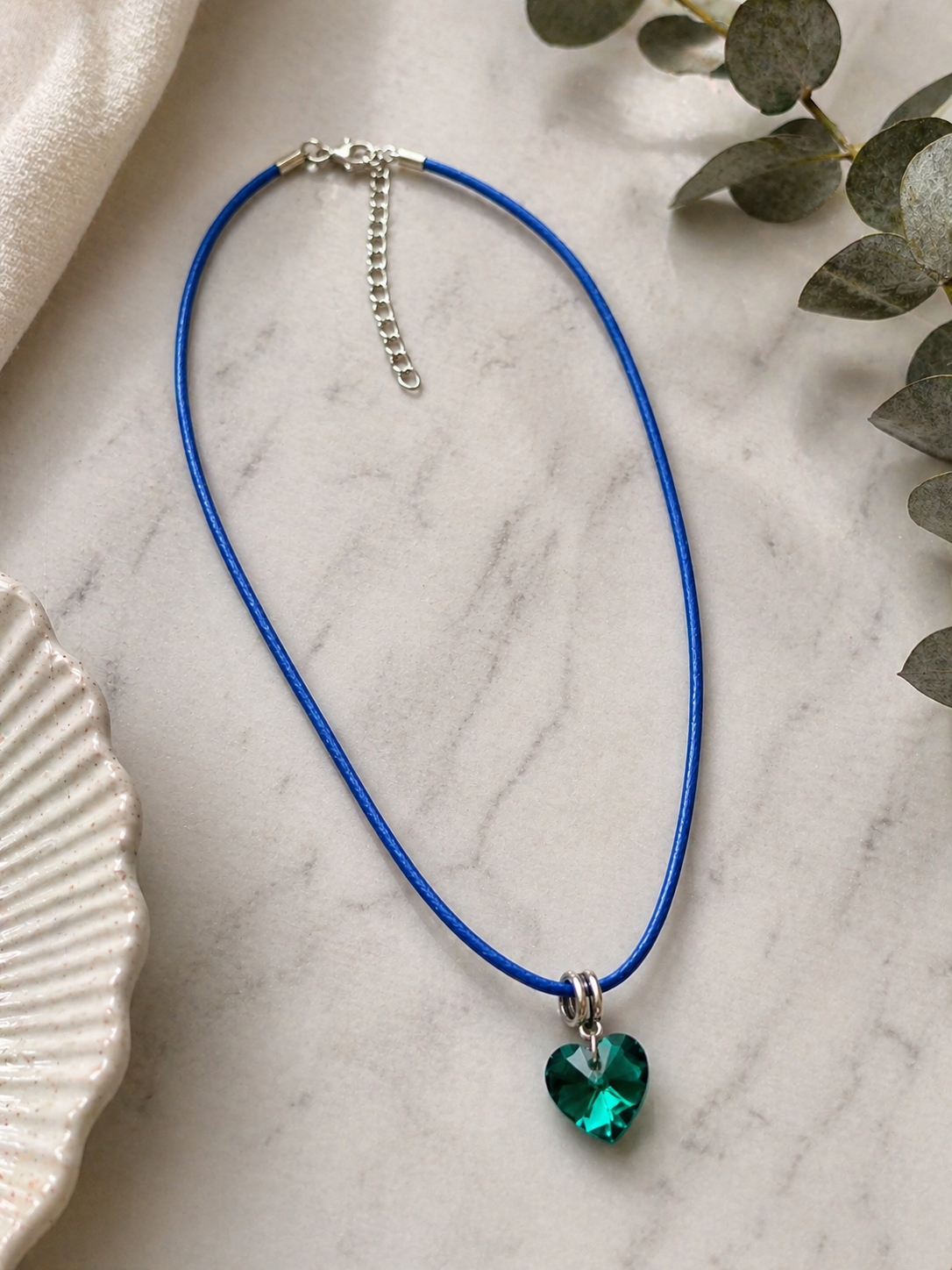 Crystal Heart Cord Necklace – Minimalist Love Pendant