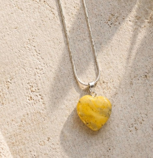 Green Jasper Heart Necklace – Confidence & Positivity Crystal Pendant