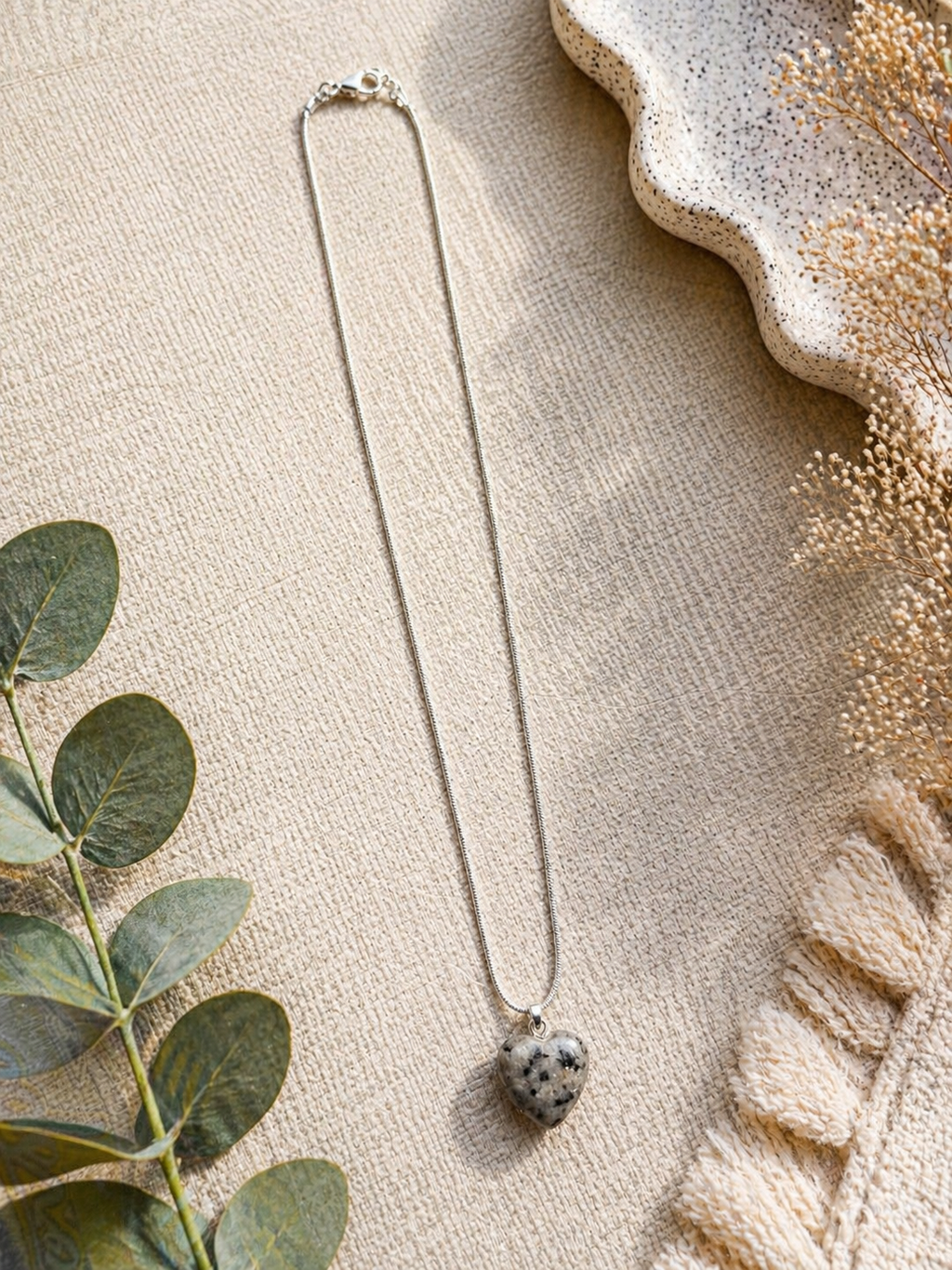 Dalmatian Jasper Heart Necklace – Joy & Grounding Crystal Pendant